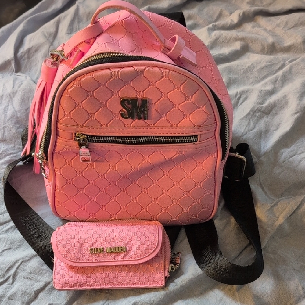 Steve Madden Pink Backpack and Wallet Set
